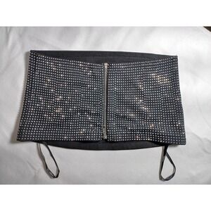 Forever 21 Halter Top Women's Size X small Black Rhinestone Zip Front